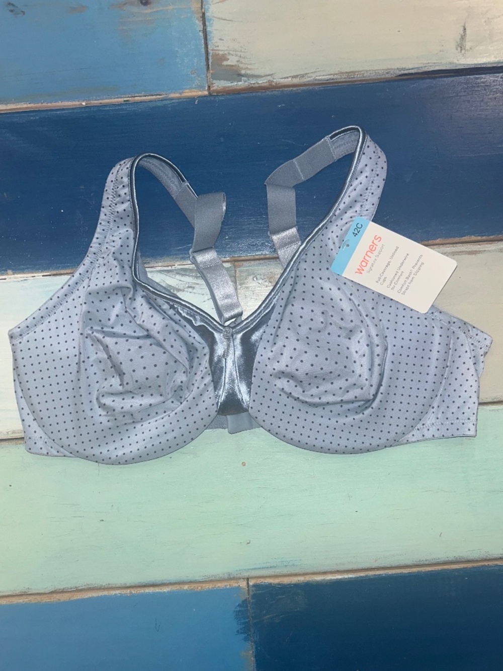 Warner’s Signature Support Polka Dot Bra 42C NWT